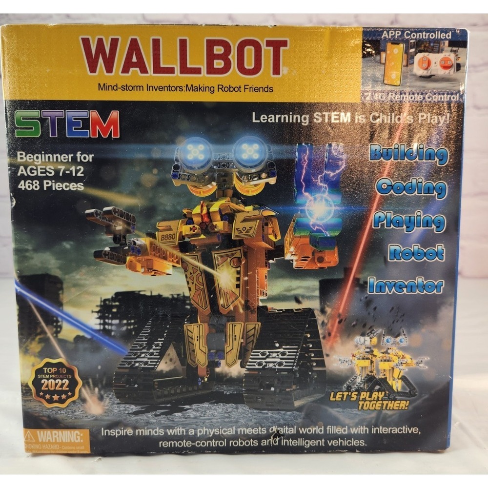 WALLBOT STEM AGES 7-12 468 PCS BUILD/CODE/PLAY ROBOT REMOTE CONTROL INVENTOR 2.4
